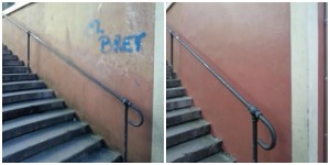 Fatxada pintadekin, eta garbitu ostean